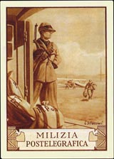 cartolina postale con Milizia  Postelegrafica