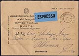 Corrispondenza di servizio postale in franchigia con cartellino espresso