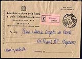 Corrispondenza  raccomandata per servizio postale in franchigia 1952