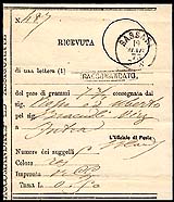  1875 Ricevuta di raccomandata