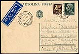 1941 Corrispondenza in riduzione militare  spedita  in posta aerea 