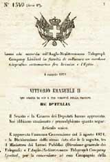 1873 legge per la posa di cavo sottomarino