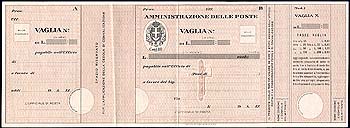 Vaglia postale  1942 fronte 