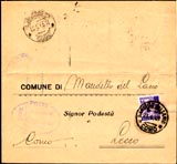 Maggio 1945  modulo comunale  affrancatura tardiva R.S.I.