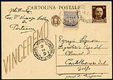 Cartolina postale regno come supporto affrancata G.M.A.  