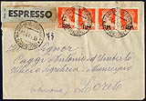 Regno del Sud busta  espresso affrancata in  nuova tariffa  postale 1945