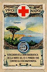 Erinnofilo  commemortivo  bombardamento  con Zeppelin  su Napoli 1918